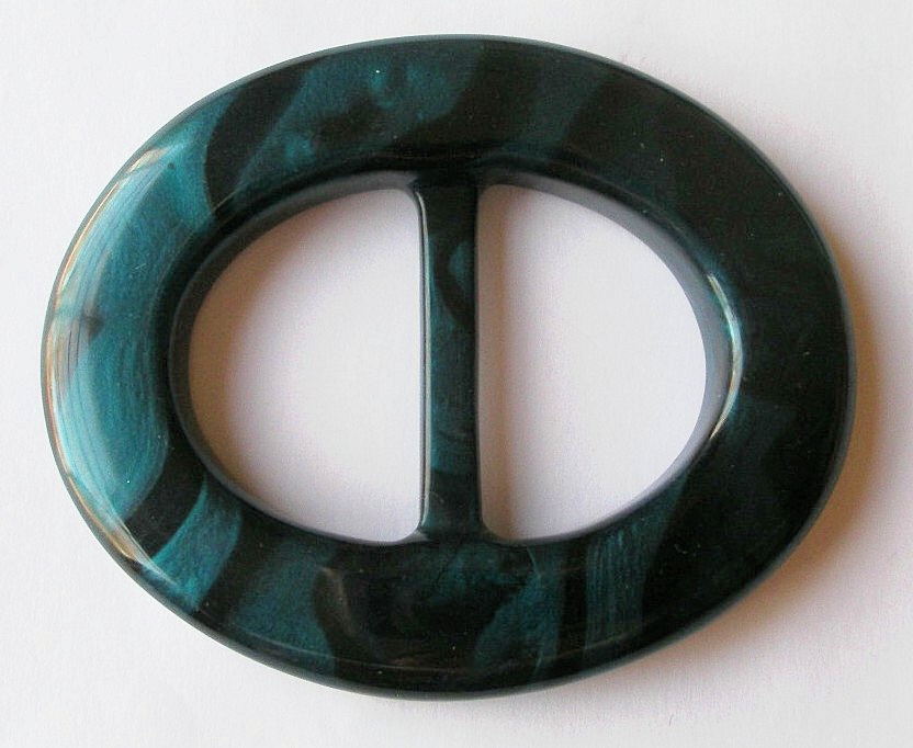 OVAL813  1 1/4" (ID) x 2 1/4" x 2 3/4" TEAL BLUE/BLACK SWIRL-CLO